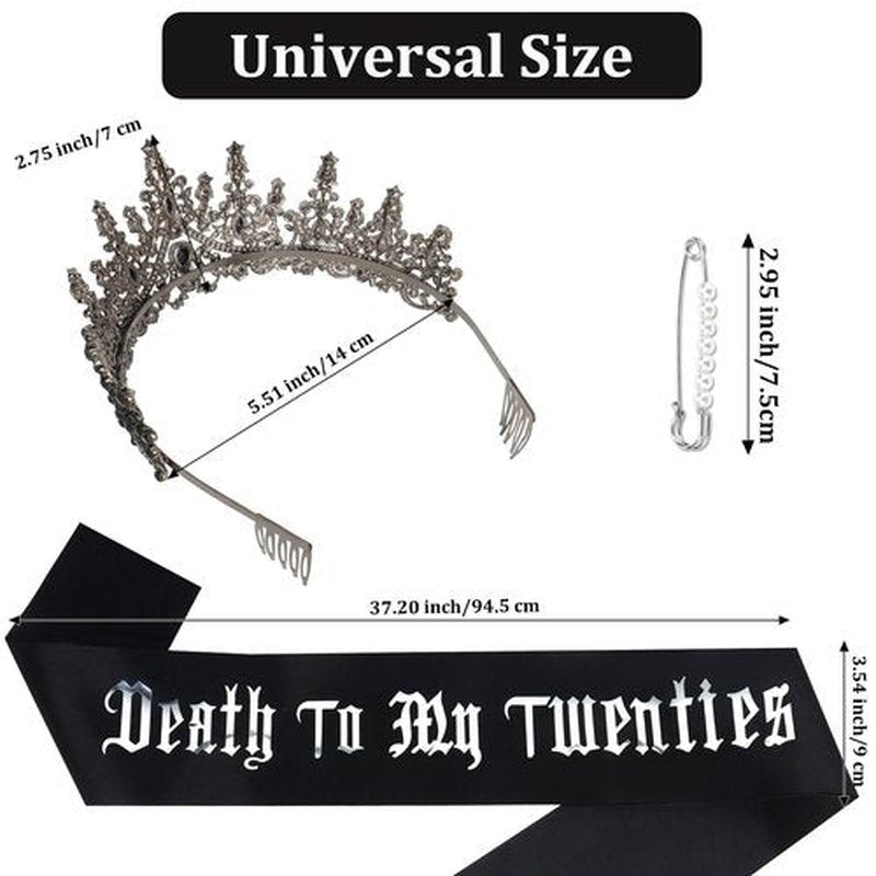 Araluky Death to My 20s Decorations, 30th Birthday Sash and Crown Rip to My 20s Sash Happy 30th Birthday Decorations for Her Rip 20s Birthday Decorations