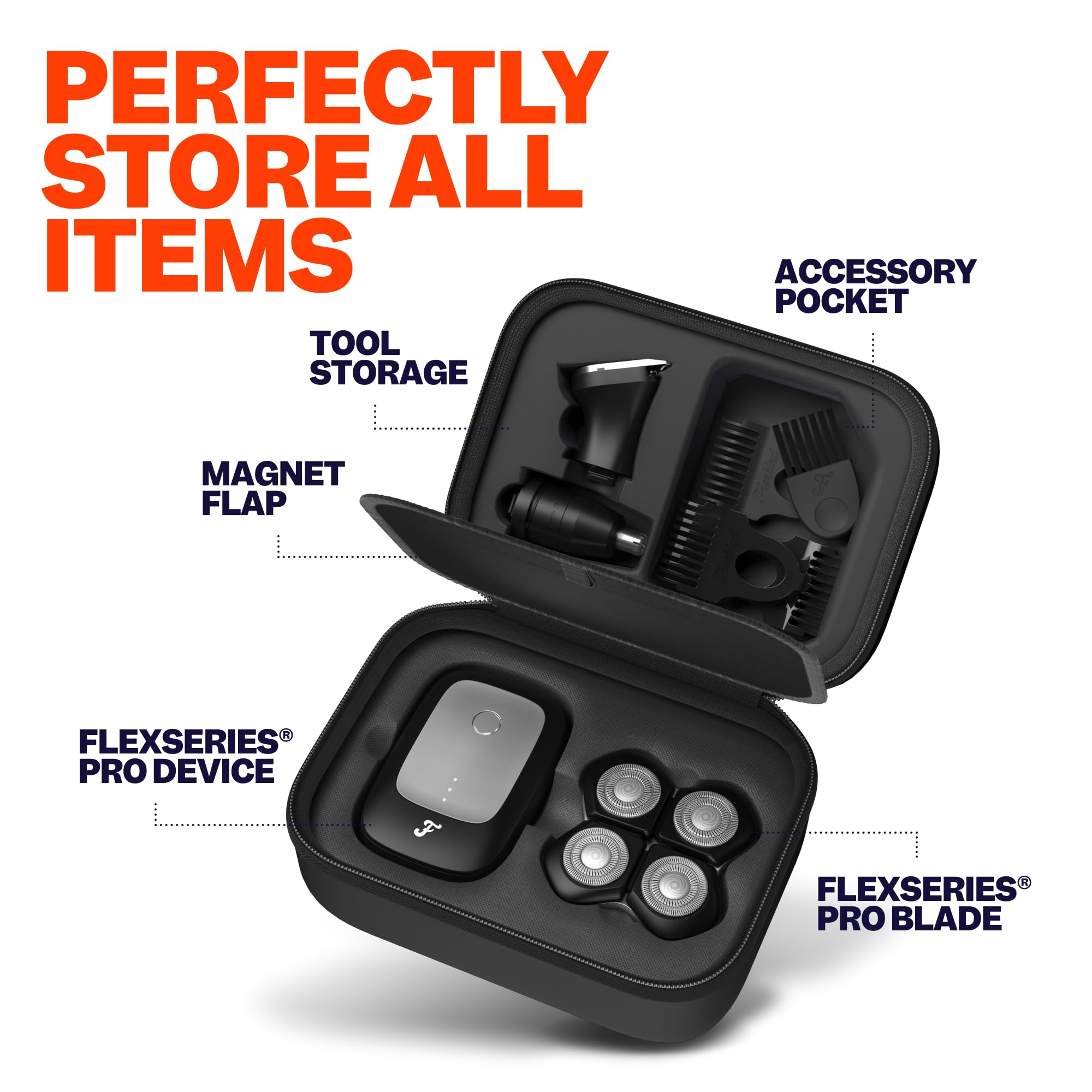 Freebird FlexSeries® Pro Travel Case - Durable Protection for Your Head Shaver and Accessories, Compact and Portable Design for On-the-Go Grooming, Organized Storage for a Perfect Shave Anywhere.