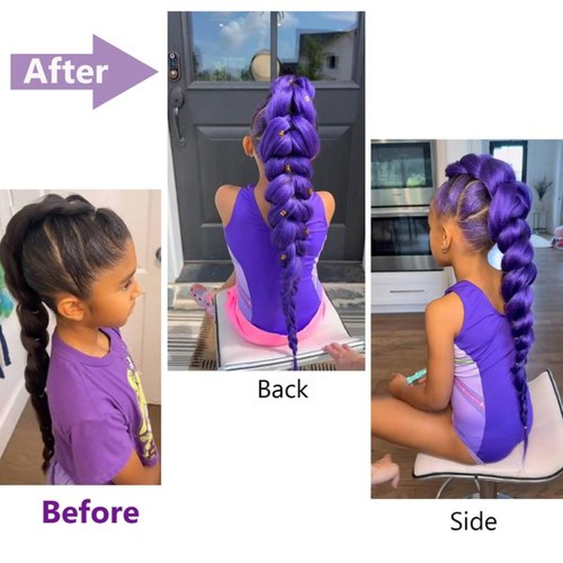 Flyteng Long Purple Braiding Hair 30 Inch Pre Stretched Synthetic hair Extensions for Braids 2 Packs Purple Rumi Braiding Hair for Stage Party Halloween Costume Cosplay