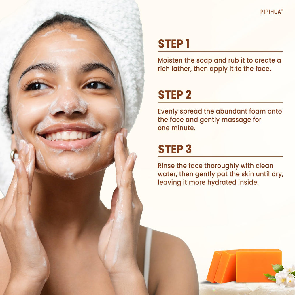 PIPIHUA Kojic Acid Soap - Turmeric Soap with Turmeric & Lemon & Collagen & Hyaluronic Acid & Glutathione