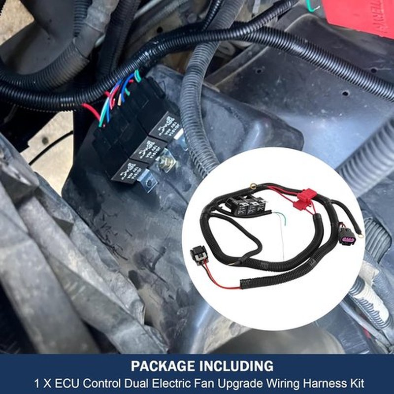 CARMOCAR Electric Dual Fan Wiring Harness Kit - Upgrade for 1999–2006 GM ECU Cooling System