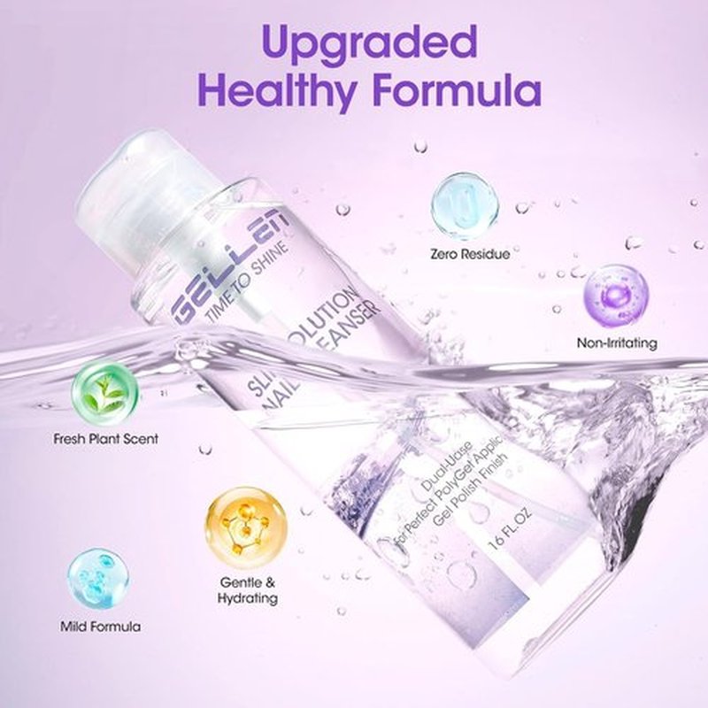 Gellen 16oz Nail Cleanser - Multi-Purpose Pump Bottle for Tacky Residue Removal & Gel Prep