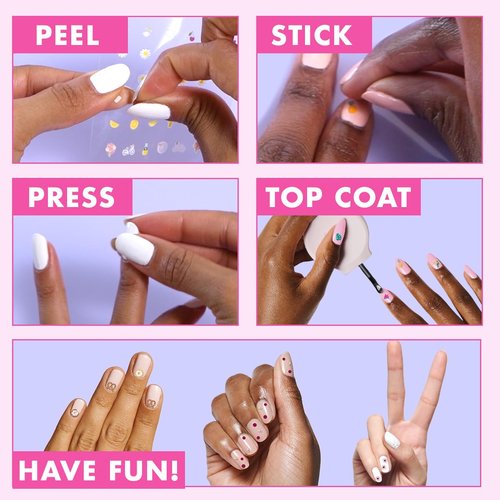 Olive & June Nail Art Stickers | Easy-to-Use Nail Designs | Nail Art Made Easy | Hand-Screened, No-Fade Ink | Accent, Mix & Match, or Cover Chipped Polish | Smiley Faces