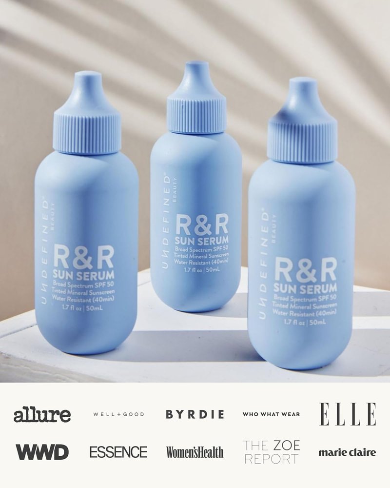Undefined R&R Sun Serum SPF 50 PA++++ | Mineral Sunscreen with Niacinamide & Blue Light Defense - Light Tint