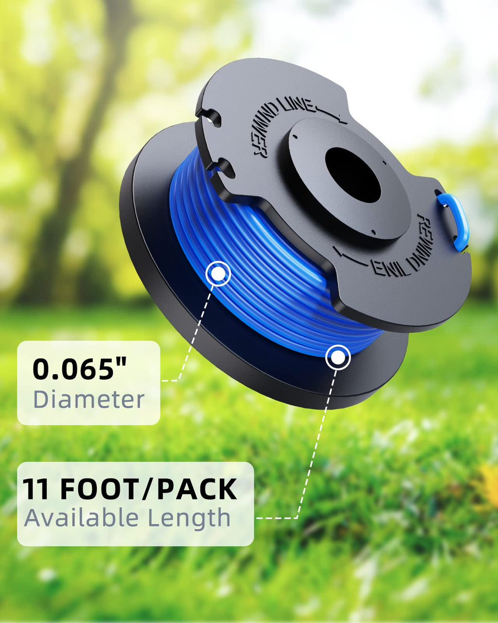 Weed Wacker String Replacement Compatible with Ryobi One+ AC14RL3A, 0.065'' String Trimmer Refill Line for Ryobi String Trimmer, 66 FT Autofeed Weed Eater String for Ryob 18V,24V,40V(6 Spools+1 Cap)