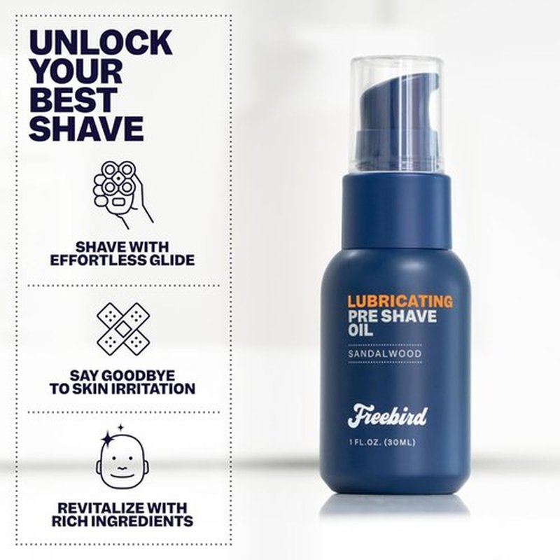 Freebird Pre Shave Oil for Men - 30mL Natural Sandalwood for Smooth Shaving & Moisturizing, Travel Size