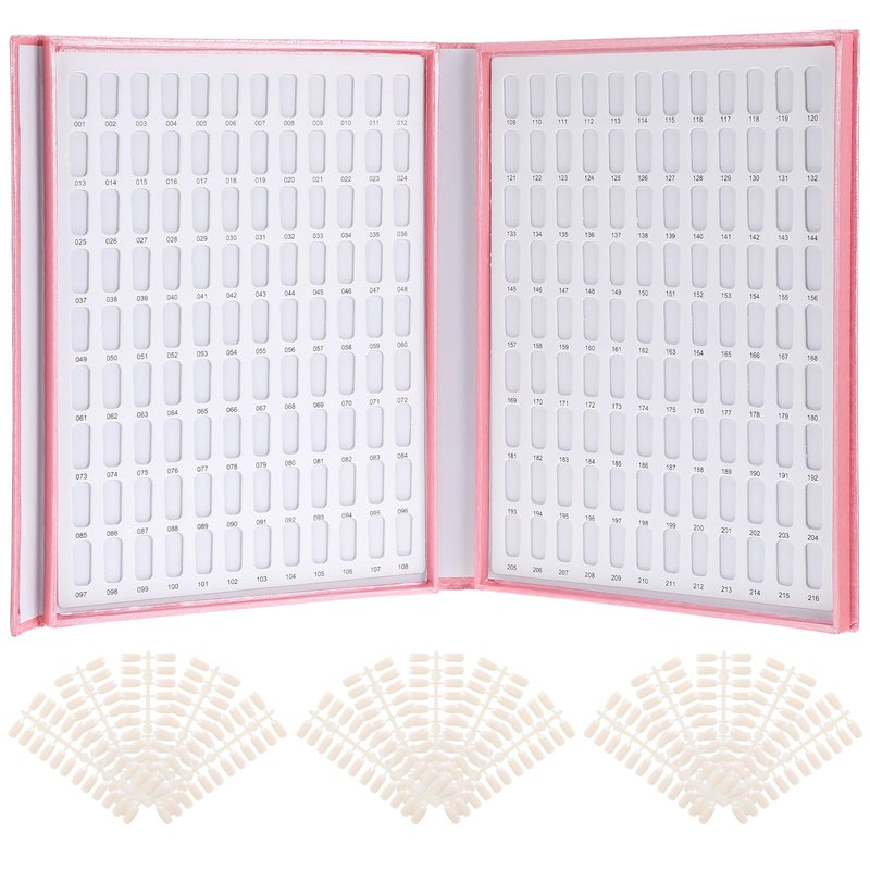 wutfuooo 2 Pack 216 Colors Nail Display Book, Nail Gel Polish Display Chart with 480 Nail Tips, Nail Polish Sample Display Book for Nail Salon and Nail Painting Practice, No Need Glue