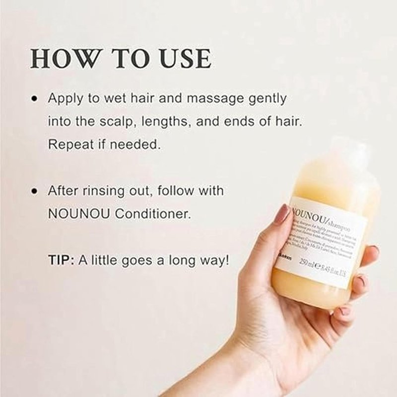 Davines NOUNOU Shampoo - Hydrating Formula for Chemically Treated Hair | Restores Softness with Tomato Extract, 8.45 Fl Oz