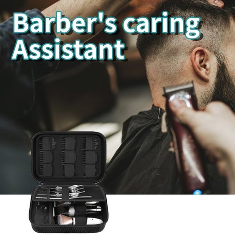 bibuks Professional Barber Clipper Case – Hard EVA Shell Oxford Fabric Travel Organizer for Clippers and Supplies, Portable Barber Storage Bag for Barbers & Stylists (Black)