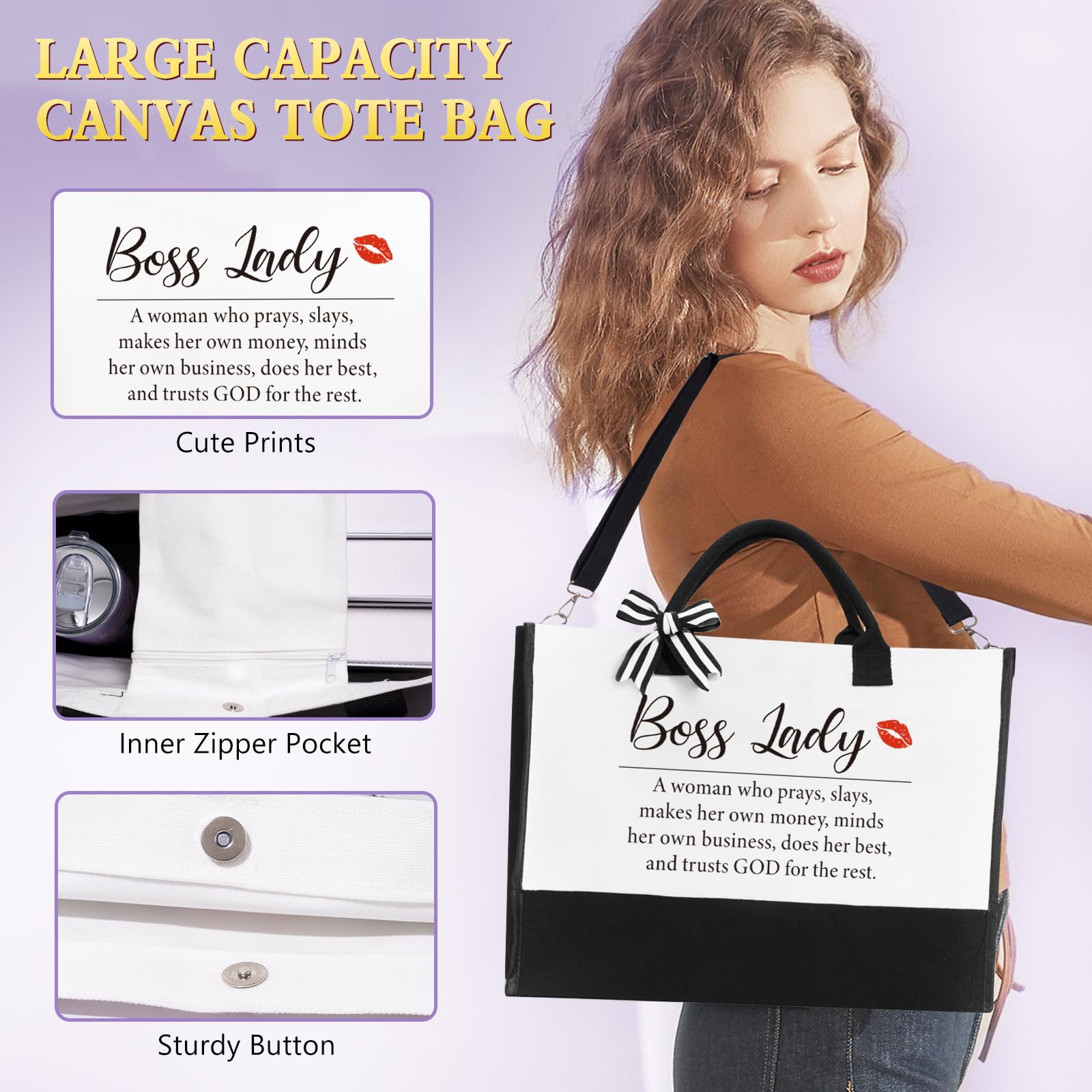 Thank You Gifts for Women, Boss Day Gift Set w/Canvas Tote Bag Tumbler, Birthday Christmas Appreciation Gift Basket for Women