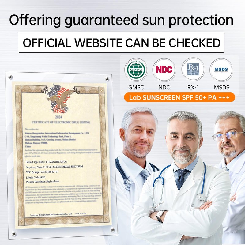 VGO Sunscreen for Face SPF 50+, Mineral Sunscreen with Zinc Oxide, Broad Spectrum Protection, No White Cast, Oil-Free & Non-Comedogenic, Suitable for All Skin Types & Tones, Travel Size (1.76 Fl Oz)