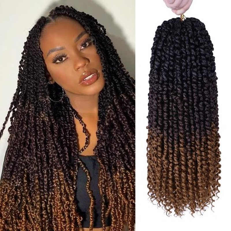Pre-Twisted Passion Twist Hair, 8 Packs 112 Strands Pre Looped Passion Twist Braiding Hair for Women, Short Passion Twists Crochet Hair Synthetic Hair Extensions (T1B/33/30, 16 Inch (Pack of 8))