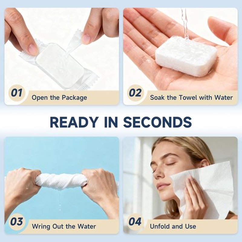 ANKEXIN 200 PCS Compressed Towels, Extra Thick Disposable Face Towel Tablets, Portable Bulk Compressed Coin Tissues for Home, Travel, Camping, Outdoor Sports