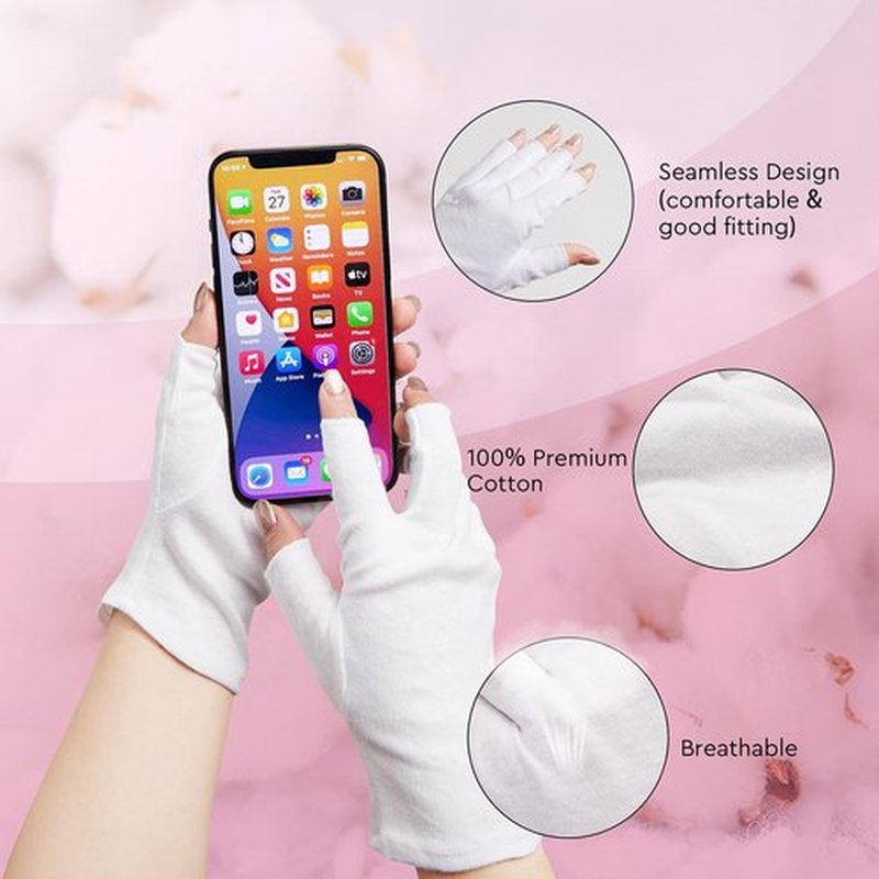 SWAKER 4 Pairs White Cotton Gloves - Fingerless Design 100% Pure Cotton Moisturizing Gloves - One Size Fits Most, Eczema Gloves for Dry Hands