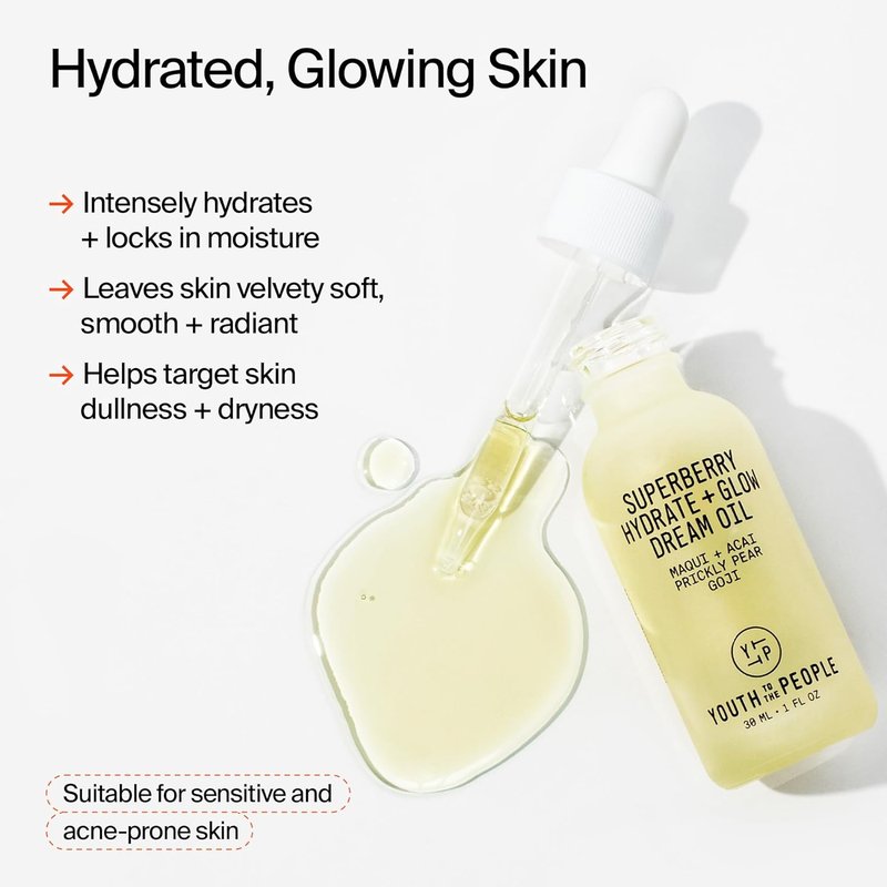 Youth To The People Superberry Glow Dream Face Oil - Hydrating, Revives Dull Skin, Vitamin C & Squalane - 1 fl oz