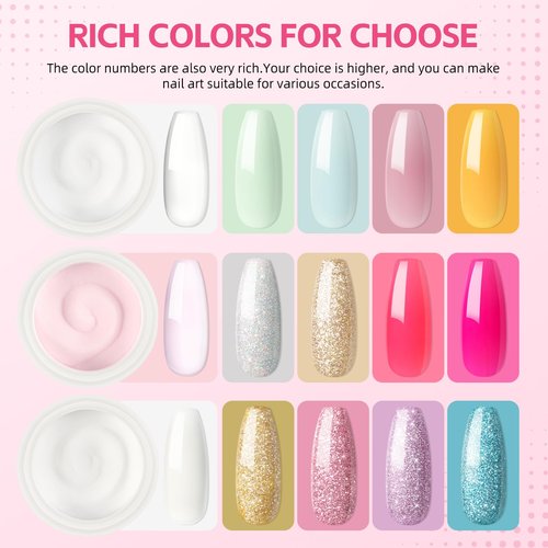 Acrylic Nail Kit for Beginners with Everything Nails Kit Acrylic Set with Drill and U V Light Professional Glitter Powder Decorations Rhinstones DIY Gifts for Women