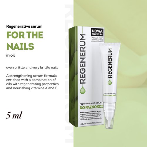 Regenerum - Regenerating Nail Serum - Strengthens, Nourishes, Protects, Reduces Discoloration, Softens Cuticles and Promotes Healthy Growth - 5ml
