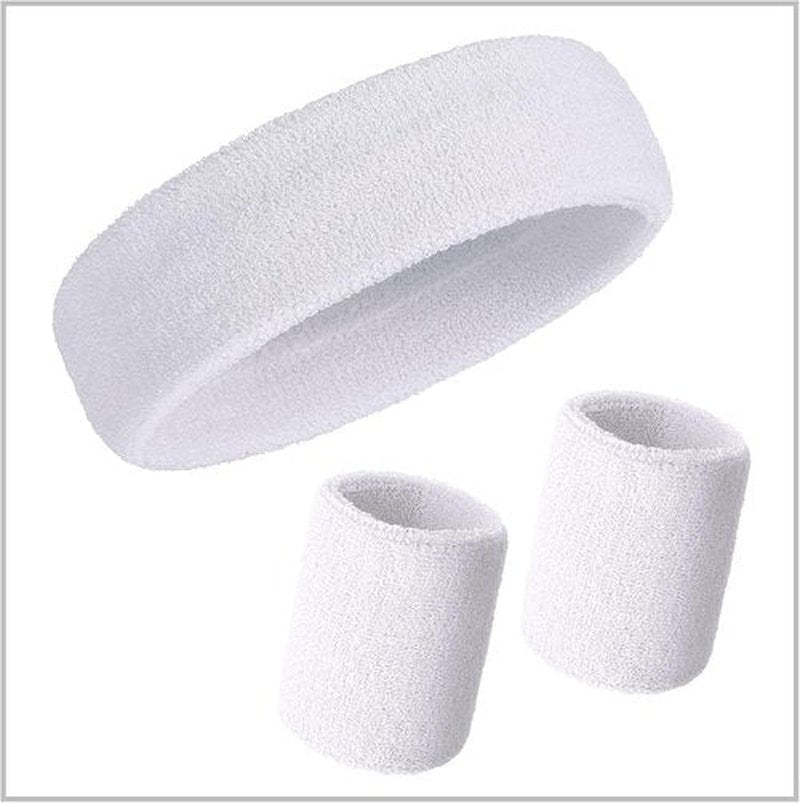 Bememo Sweatbands Set - 6 Pieces Including 2 Headbands & 4 Wristbands | Colorful Neon for Sports & Gym