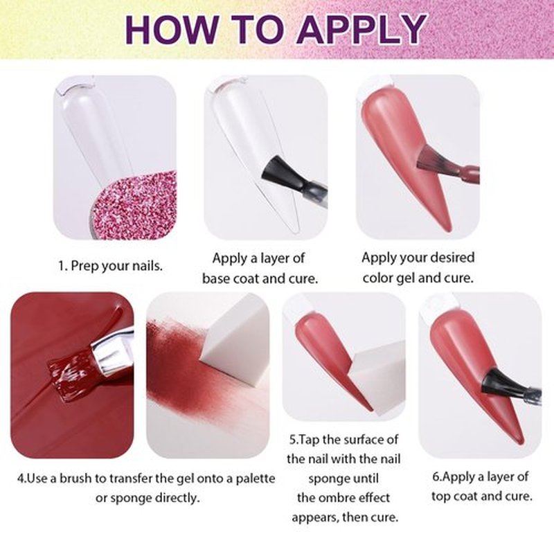 U-Shinein Gradient Painting Gel, 9 Colors Ombre Gel Nail Polish with 9Pcs Large Nail Sponges Sponging for Ombre Nails Aura Nails French Manicure Soak Off UV E