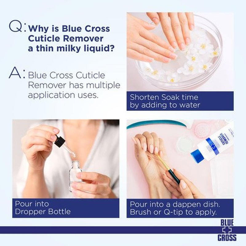 Blue Cross Cuticle Remover & Softener Liquid - Hydrating Treatment for Dry Cuticles, 6oz