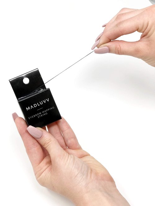 MADLUVV Mapping String – Black Pre-Inked Brow Mapping String for Microblading & PMU – Professional Cosmetic Grade String Mapping Tool for Eyebrow Shaping – Hypoallergenic & Cruelty Free– 1 Pack