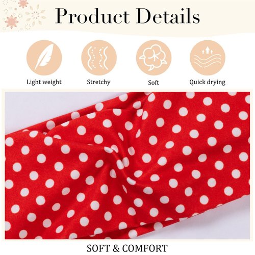 SENMAY Womens Polka Dot Headband - 4PCS Head Bands for Women's Hair Stretchy Non Slip Wraps Fashion Soft Wide Headbands Yoga Workout Hair Accessories
