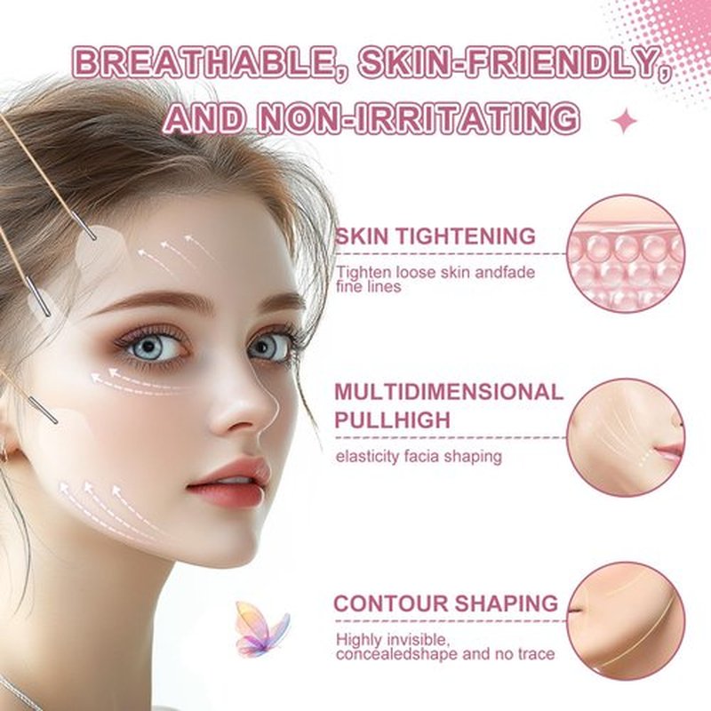Bvcotor 180PCS Face Lift tape Invisible, Face Lift Tape with 8 bands, Neck Tape Lifting Invisible，V-Shaped Instant Face Tapes for Lifting Sagging Skin Eyes Double Chin Wrinkles Waterproof