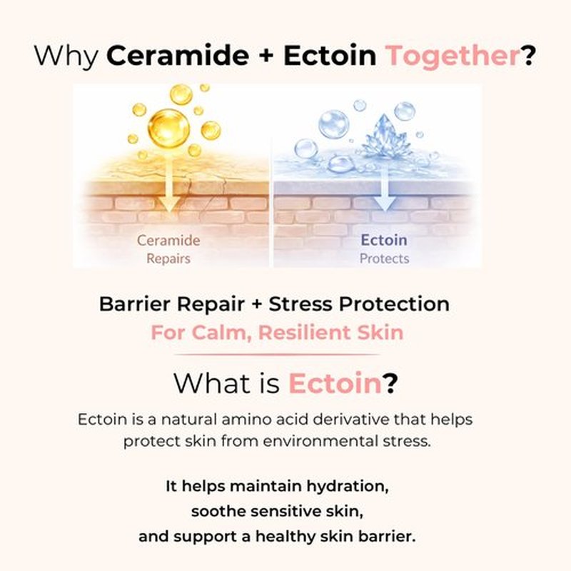 SFROMS Ceramide, Ectoin & Hyaluronic Acid Lotion for Dry & Sensitive Skin, Barrier Repair Moisturizer, Fragrance-Free, Dermatologically Tested, Korean Skincare, 100 ml