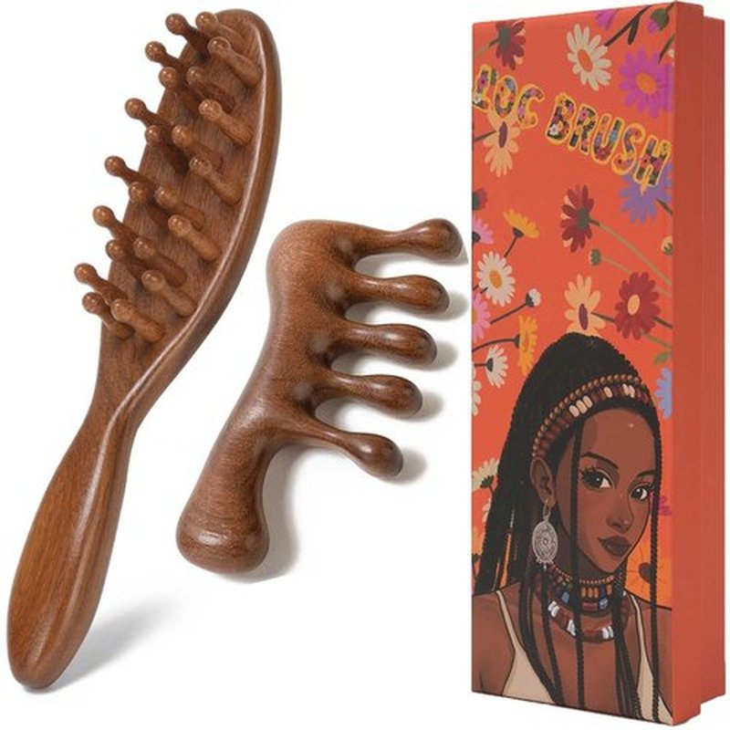 Moreinday Loc Brush for Dreads, Loc Comb, Wooden Scalp Comb for Hair Growth - Sandalwood
