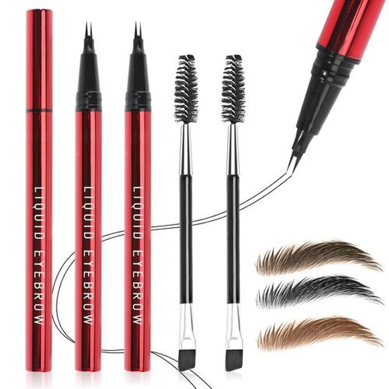 Skiennix Microblading Eyebrow Pencils - Waterproof, Long-Lasting & Highly Pigmented | Dark Brown, 2-Pack