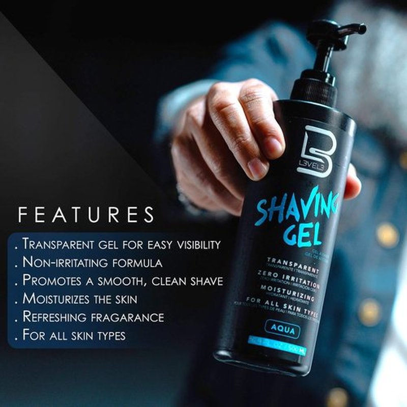 L3 Shaving Gel - Non-Irritating Straight Razor Shave Gel - Refreshing Scent - 6 oz (Aqua)