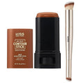 Kiss New York Airy Velvet Contour Stick - Medium Tan 0.70 Oz | Dual-Ended Brush Set & Hyaluronic Acid
