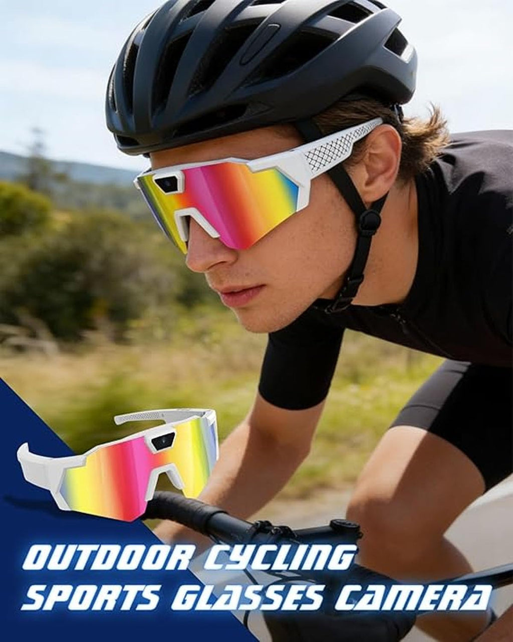 HUCLTZV POV Glasses 4K Baseball Sunglasses Camera Smart Men Women Video Action 2026 Upgrade Eyeglasses Running Style Meets Function Sports Cycling Hiking HD (Blue)
