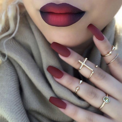 Long Press on Nails Stiletto Xl Fake Nails Red French Tips False Nails with 3D Design Nails Glossy Acrylic Nail for Women 24pcs