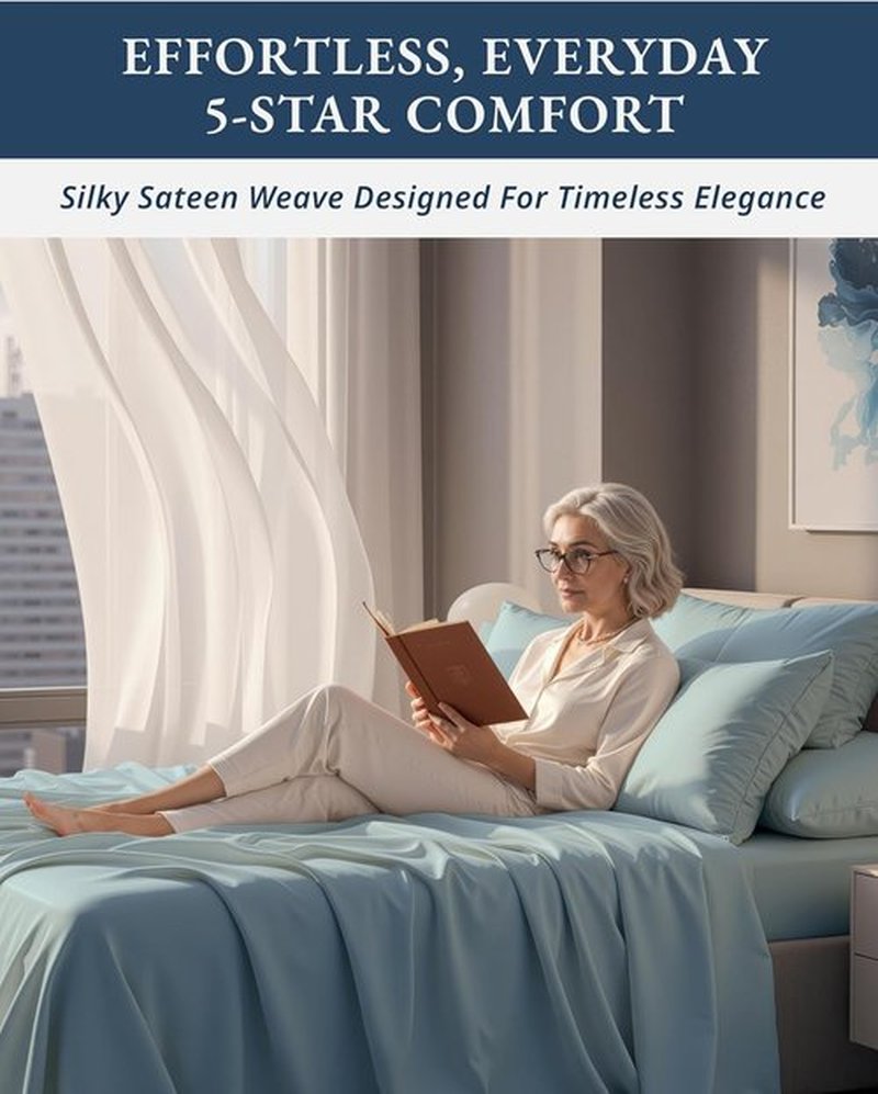 LANE LINEN Ultra Soft California King Sheets Set - 100% Egyptian Cotton, Hotel-Like Luxury in French Blue
