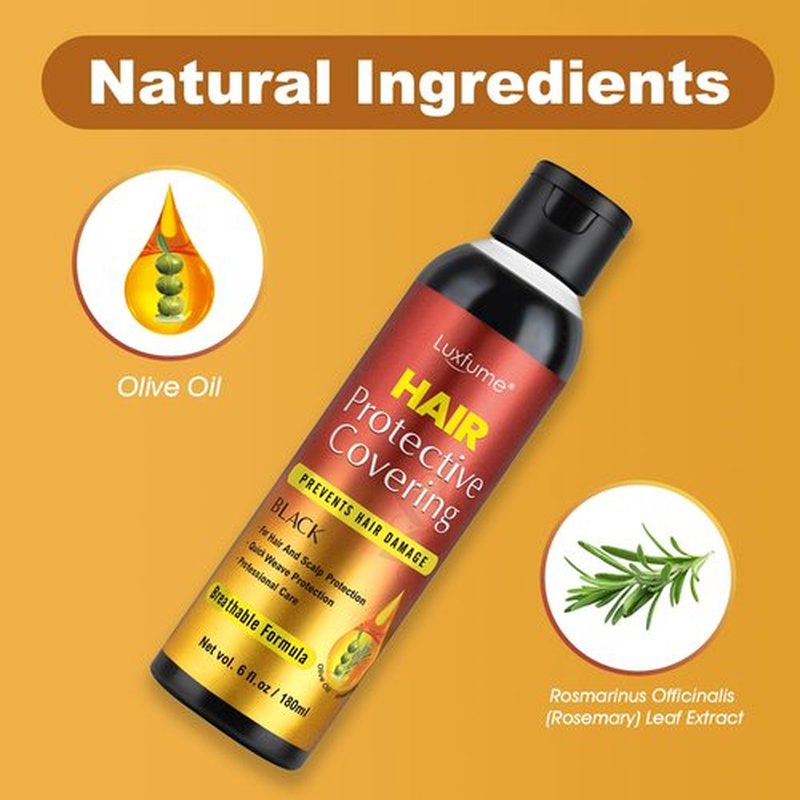 Luxfume Quick Weave Protective Shield, Weave Glue for Quick Dry, Hair Protective Liquid Cap for Hair and Scalp Protection, Easy to Apply and Comfortable (6.oz,Black)
