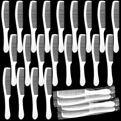 100 Packs Individually Wrapped Combs Disposable Plastic Hair Combs in Bulk Set for Travel, Hotel, Shelter, Homeless, Nursing Home, Charity, Church, 6.5 Inch Long(White)