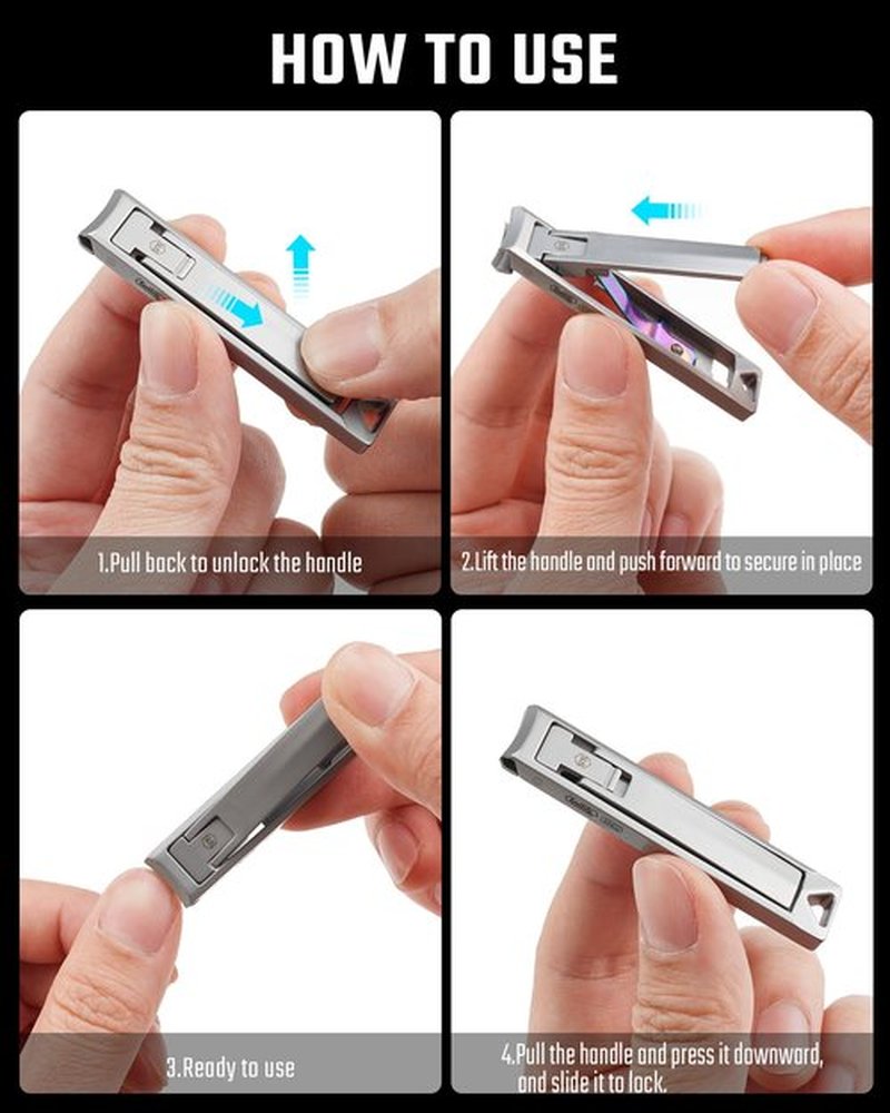 KeyUnity KN02 Keychain Nail Clippers, Foldable Stainless Steel Fingernail Cutter for Travel & Everyday Carry