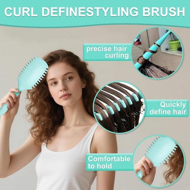 Regine Switzerland Curl Define Brush - Detangling Boar Bristle & Nylon Pins for Curly Hair | Green