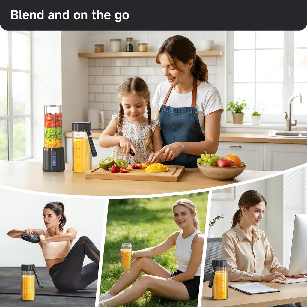 TOMUOO Portable Blender, USB C Cordless Smoothie Blender with LED Display