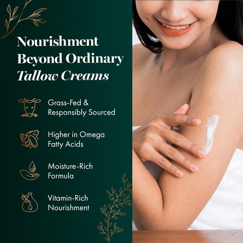 Tallow Moisturizer Face Cream with Bakuchiol & Hyaluronic Acid - Anti Aging Face Moisturizer for Women, Organic Grass Fed Tallow for Skin Care, Non Greasy Hand Lotion and Fragrance Free Neck Cream