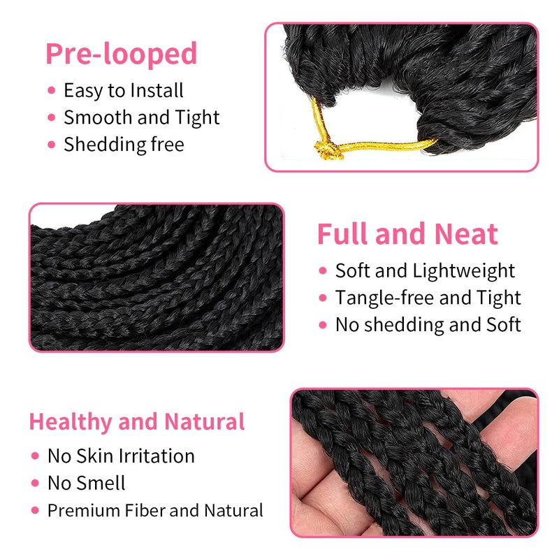 YUSSAY Crochet Box Braids 14 Inch 6 Packs 144 Strands Goddess Box Braids Crochet Hair Pre looped Crochet Hair for Black Women (14 Inch 1B)