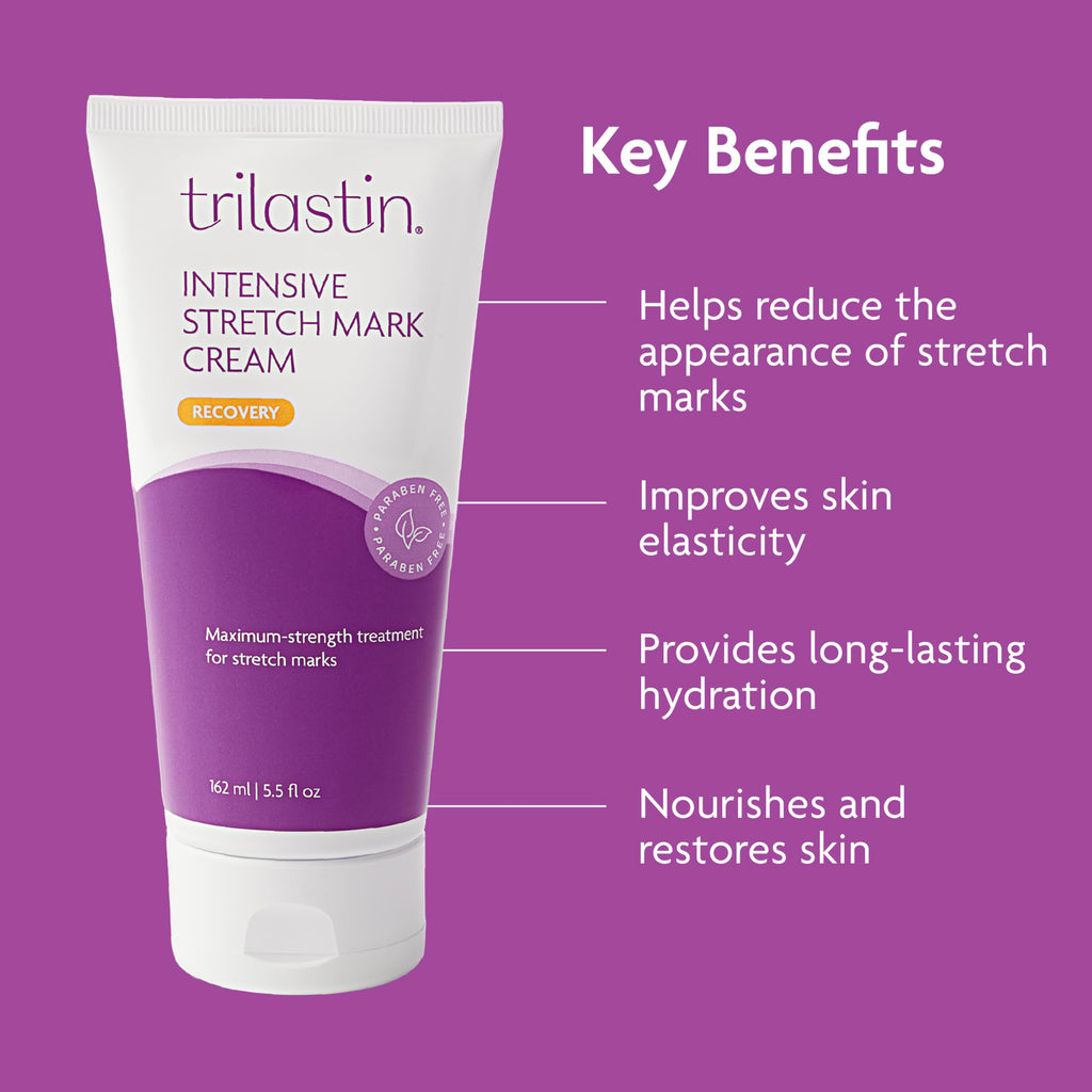 TriLASTIN Stretch Mark Cream & Serum Bundle - Intensive Stretch Mark Cream Treatment - Hyaluronic Acid Hydrothermal Accelerator - Maternity Skin Care Essential - 5.5 Oz Jar, 3 Oz Accelerator