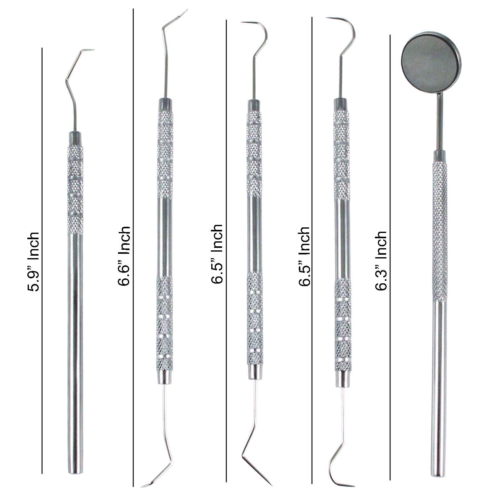Professional Dental Tools - Dental Pick, Dental Scaler for Tartar Plaque Remover Tooth Cleaner Teeth Scraper Dentist Hygienist Kit Sickle Scaler Teeth Cleaning Set Stainless Steel 5 Pc By Krisp Beauty