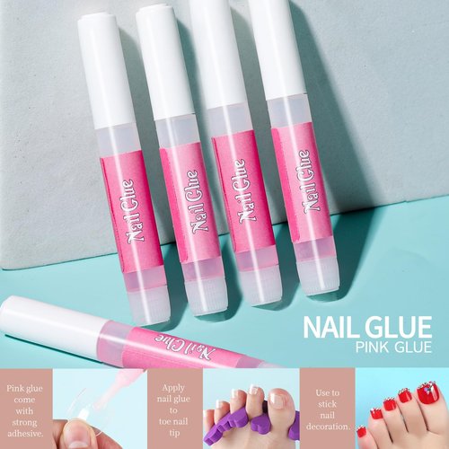 Teenitor 312pcs Clear Press On Nails Kit with Glitter, Acrylic Toe Nail Tips, Glue on Toenails for Women