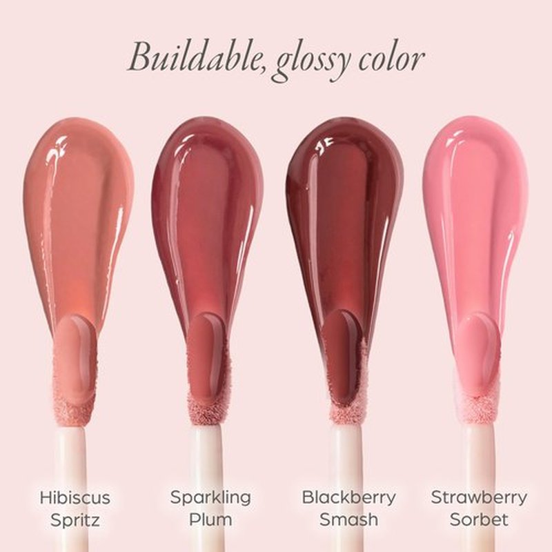 PÜR MINERALS Glossy Lip Tint, Plumping Tinted Lip Oil- Hydrate & Plumps with Buildable, Non-Sticky & High Shine Formula - Jajoba Oil, Vitamin E & Pomegranate Extract