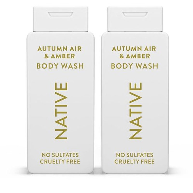 Native Body Wash - Naturally Derived Autumn Air & Amber Cleanser - Sulfate & Paraben Free - 18 oz (2-Pack)