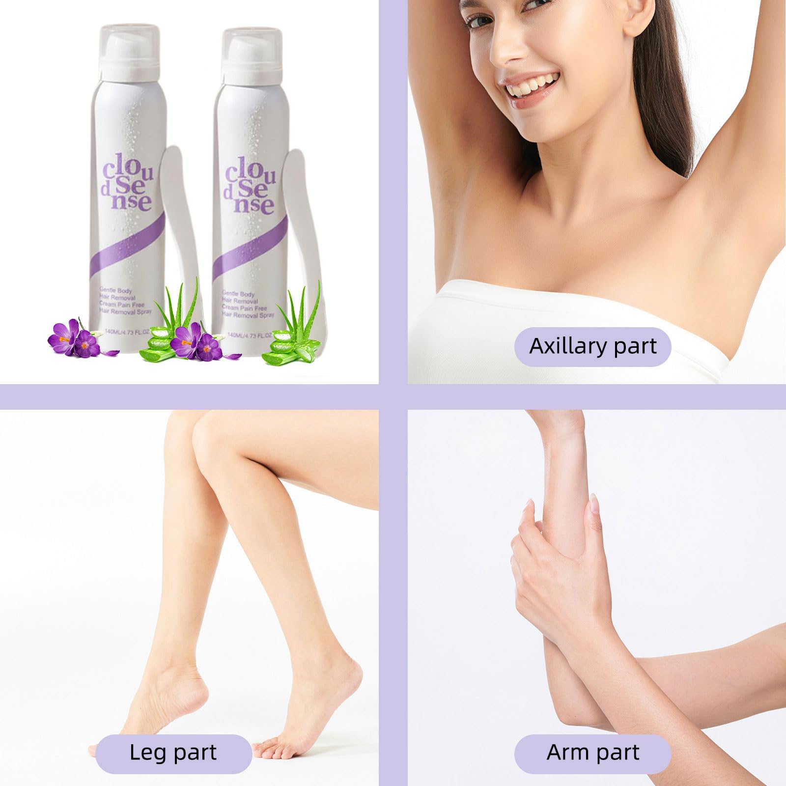 Cloud Sense Pain-Free Hair Removal Spray for Sensitive Skin, Cloud Sense Smooth Hair Removal Spray,Suitable for Every Skin Type and Corner Women and Men (1pc)
