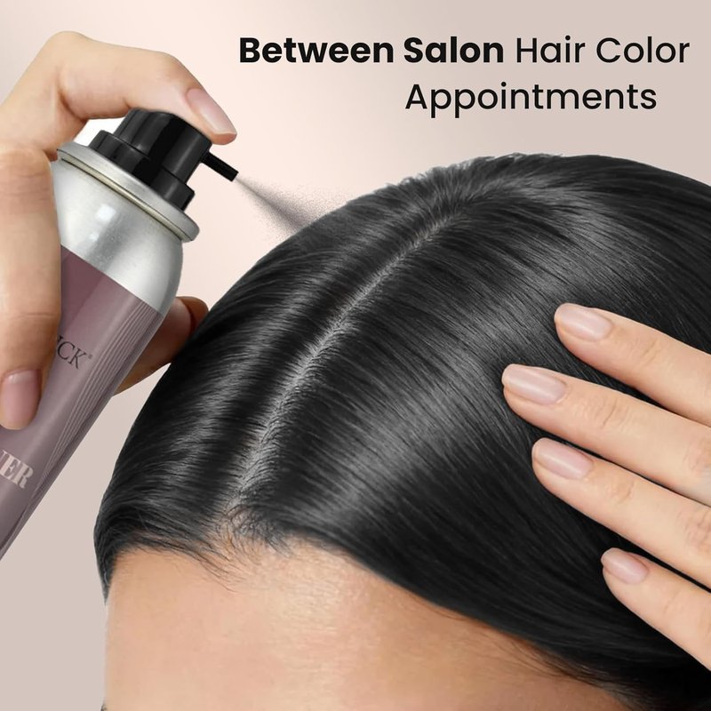 VOLLUCK Root Touch Up Hair Color Spray - Ammonia-Free Grey Coverage for Men & Women | Quick Drying Black