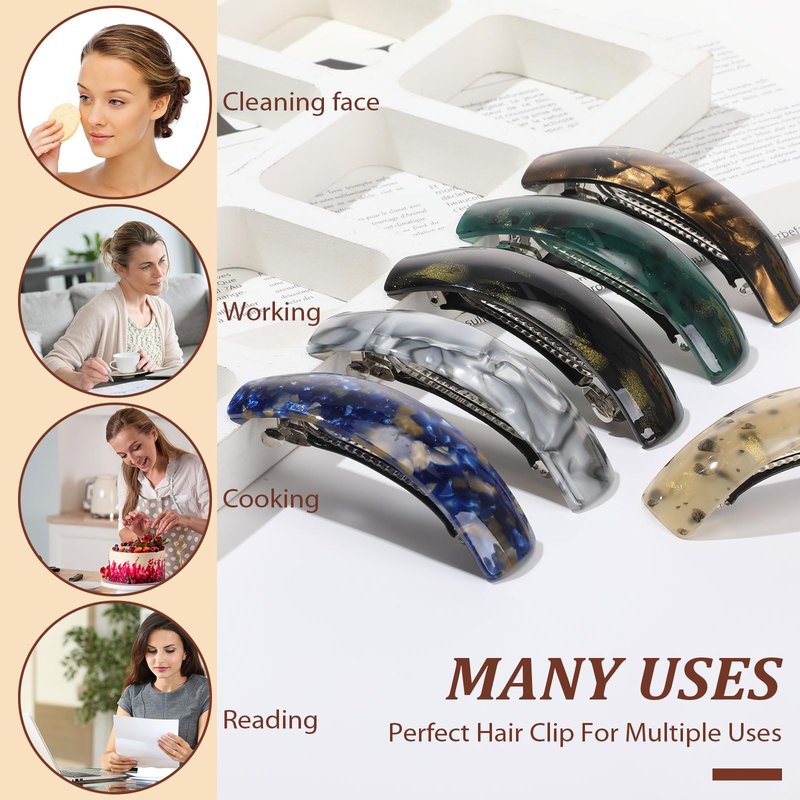 WILLBOND 6 Pcs Hair Barrettes for Women Large Barrettes Hair French Clips Pin Retro Clasp for Mom Gifts Women Accessories, 6 Colors (Dark,Elegant)